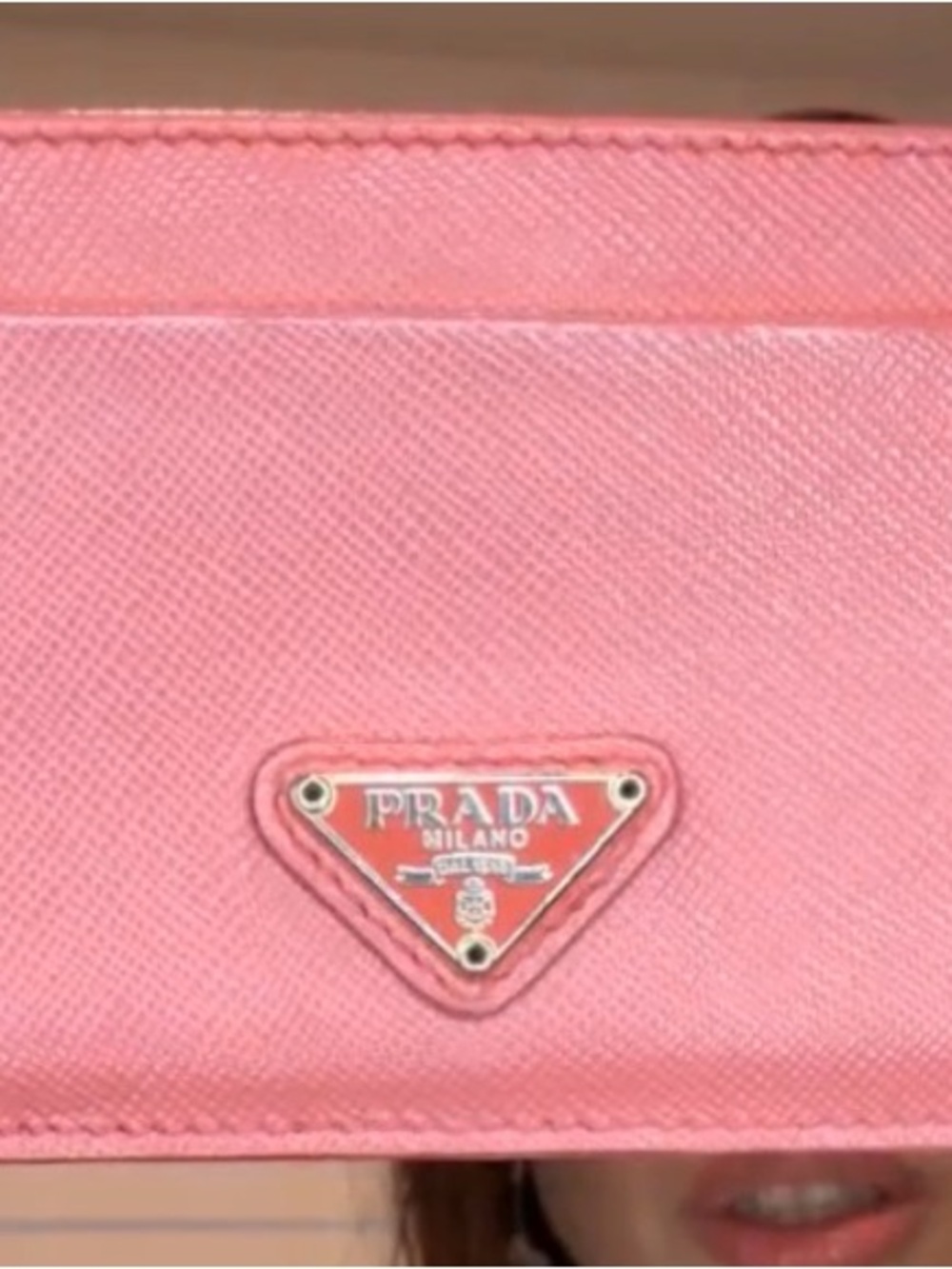 Prada Pink Saffiano Leather cardholder with iconic Triangle Logo - Picture 10 of 10